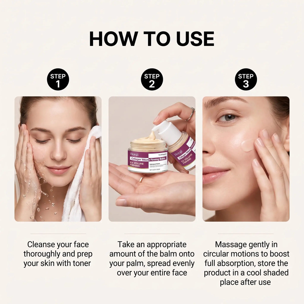 Hoygi Calcium Collagen Firming Face Cream Skin Tightening Deep Moisturizing Smooth Texture Soften Skin Reduce Fine Lines Brighten Complexion Anti Aging Facial Balm