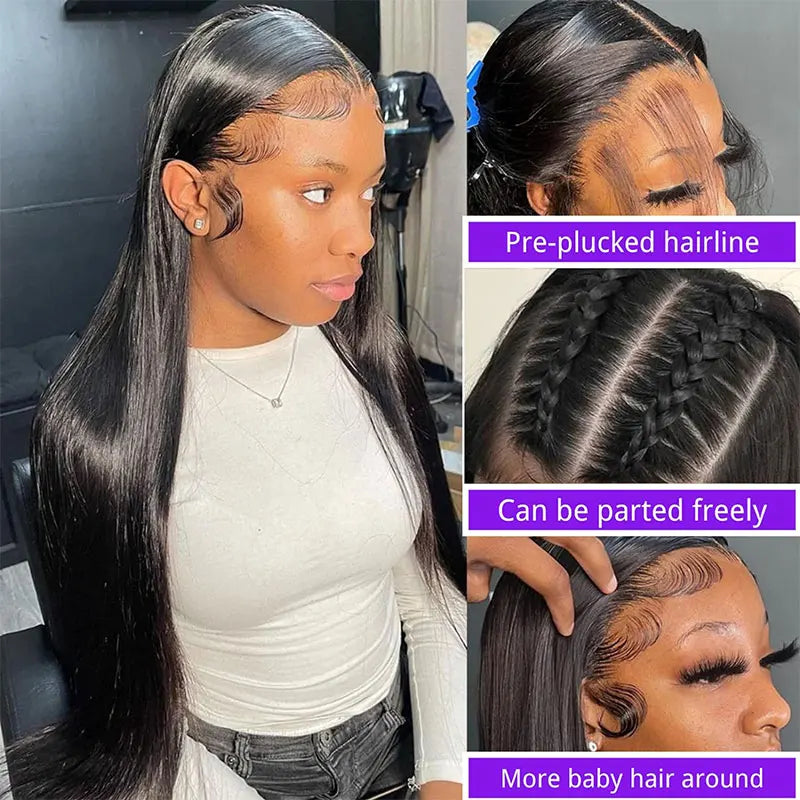 Bone Straight Lace Front Wig, Malaysian Human Hair - alternate view