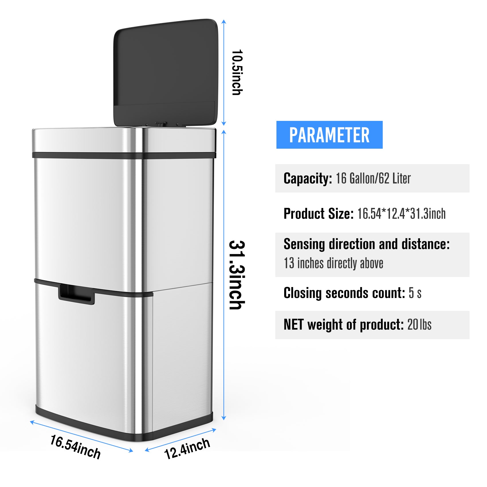 Foldable Stainless Steel Trash Can