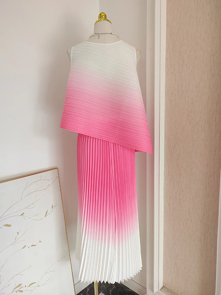Gradient Color Two-Piece Midi Skirt Set - detail view