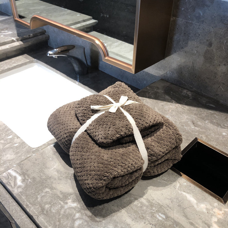 Pineapple Grid Coral Fleece Towel Set