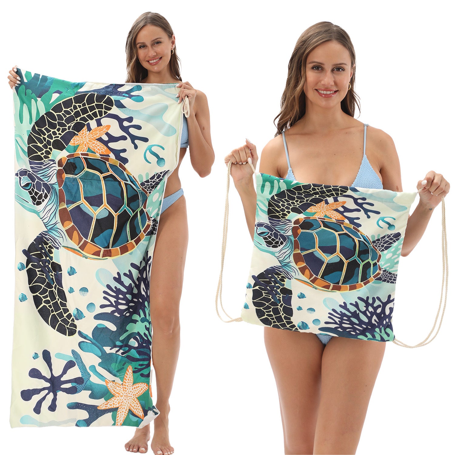 Foldable Two-in-One Beach & Bath Towel