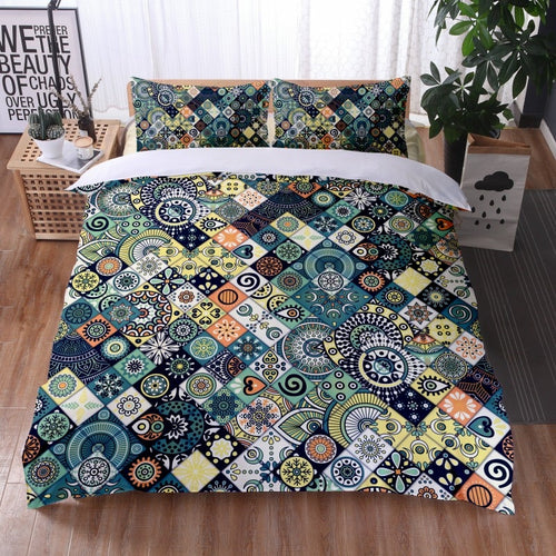 Bohemian Mandala Feather Duvet Cover Set
