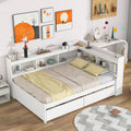Full-Size Bed with L-Shaped Bookcase & Drawers - detail view