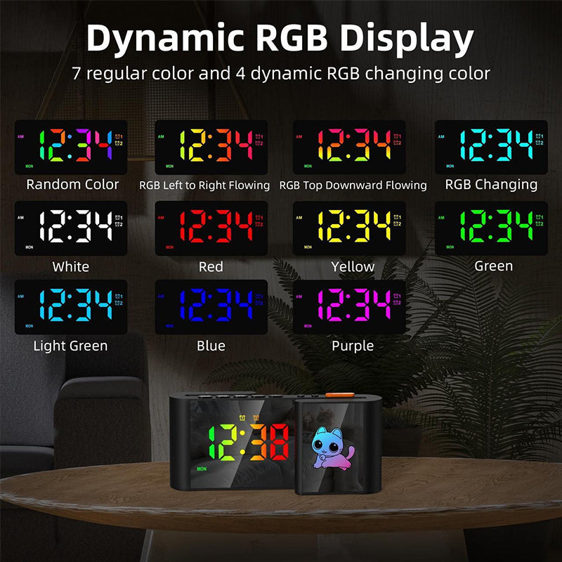 S-Shaped RGB Dual-Screen Alarm Clock