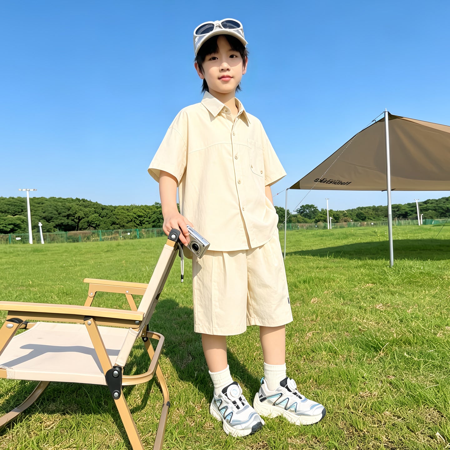 Boy's Shirt Set Short Sleeve Two-Piece