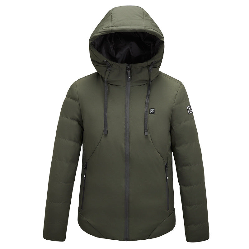 Winter Outdoor Heated Jacket, USB Charging - detail view