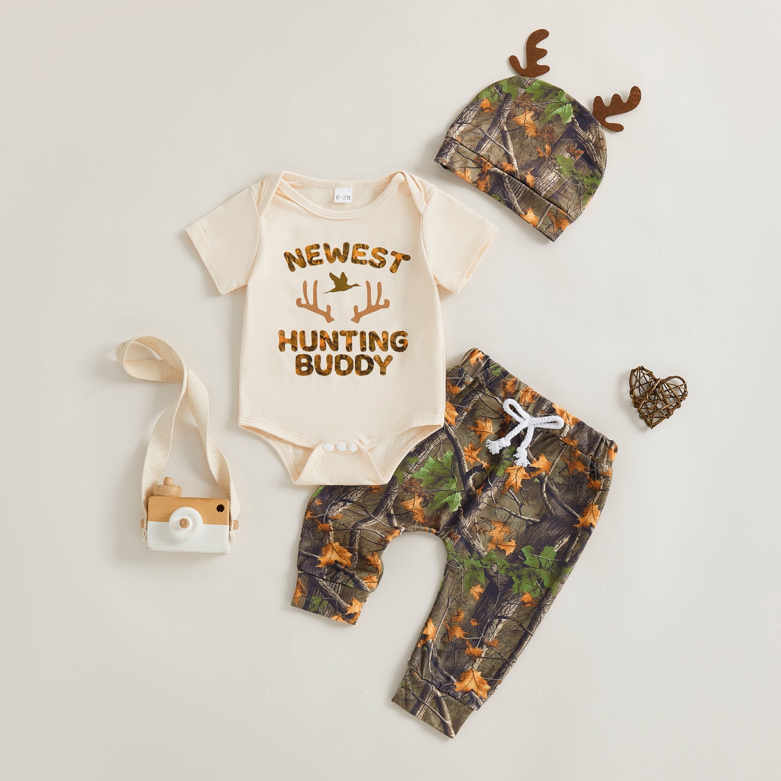 Newborn 3-Piece Hunting Style Outfit Set - detail view