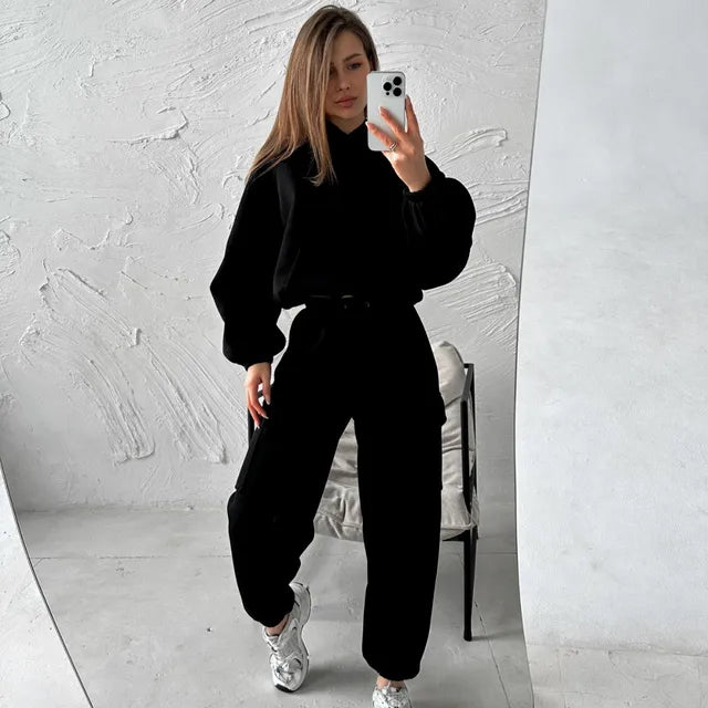 Women's Hoodie & Sweatpants Two-Piece Set - detail view