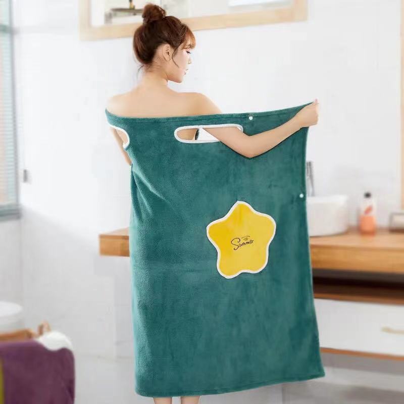 Wearable Coral Fleece Bath Towel