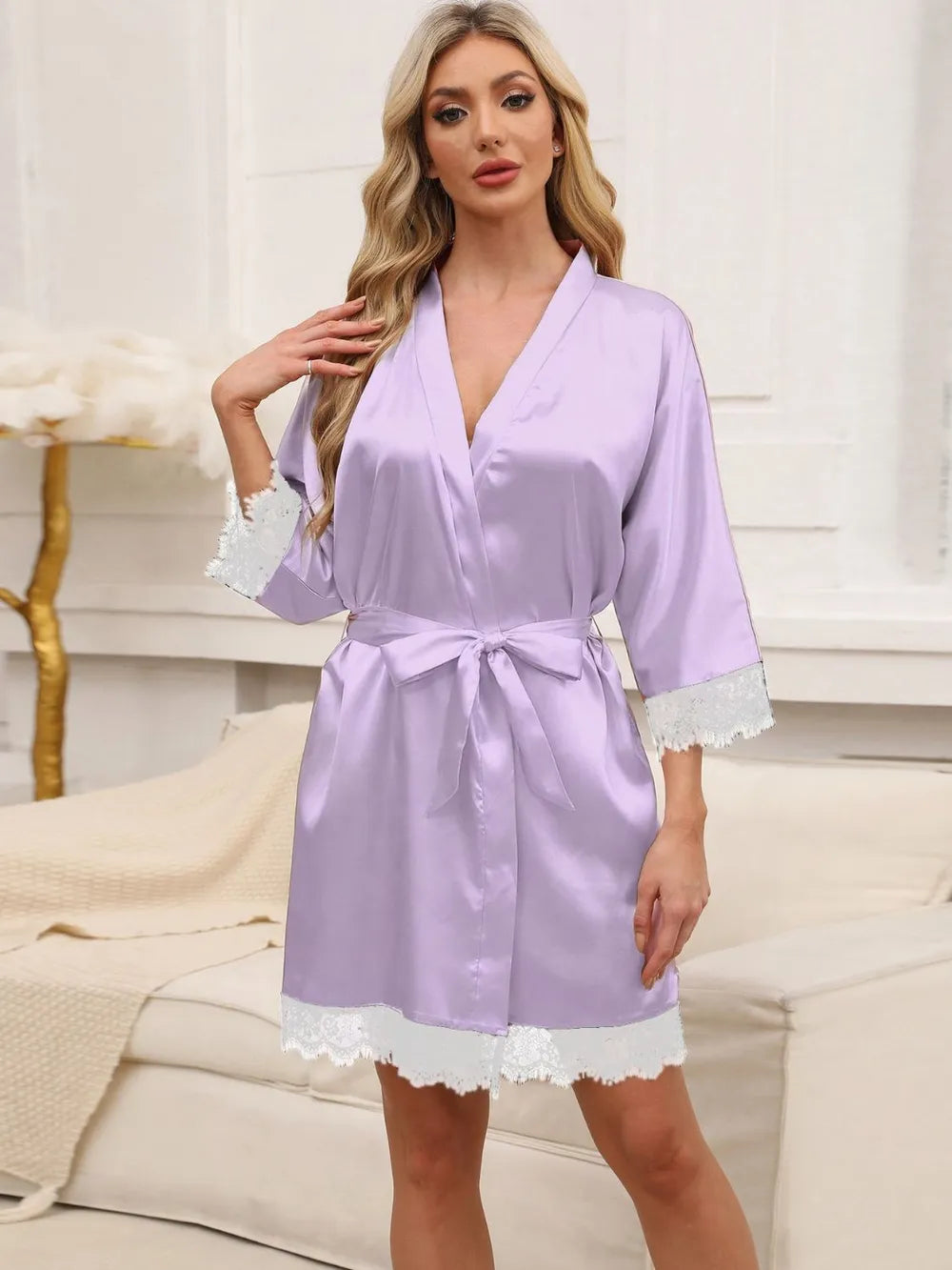 Lace-Trim Home Robe