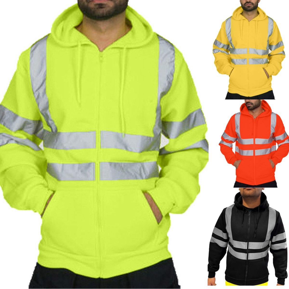 Men's Reflective Fleece-Lined Work Hoodie