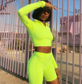 Fluorescent Fitness Zip Turtleneck Set