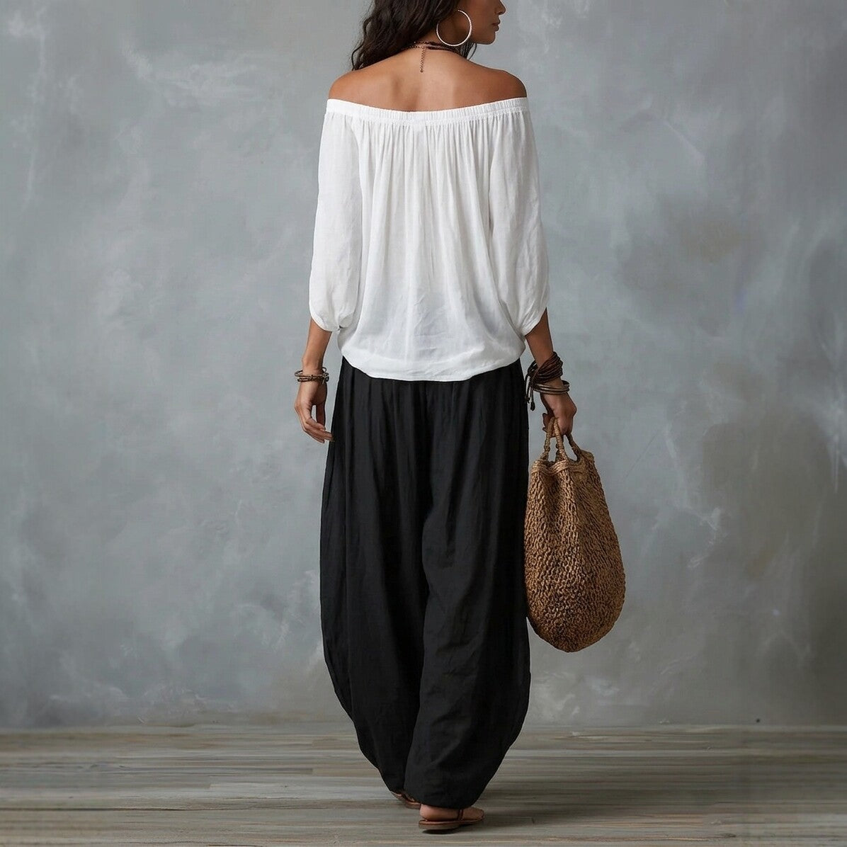 One-Shoulder Top & Wide-Leg Pants Set - alternate view