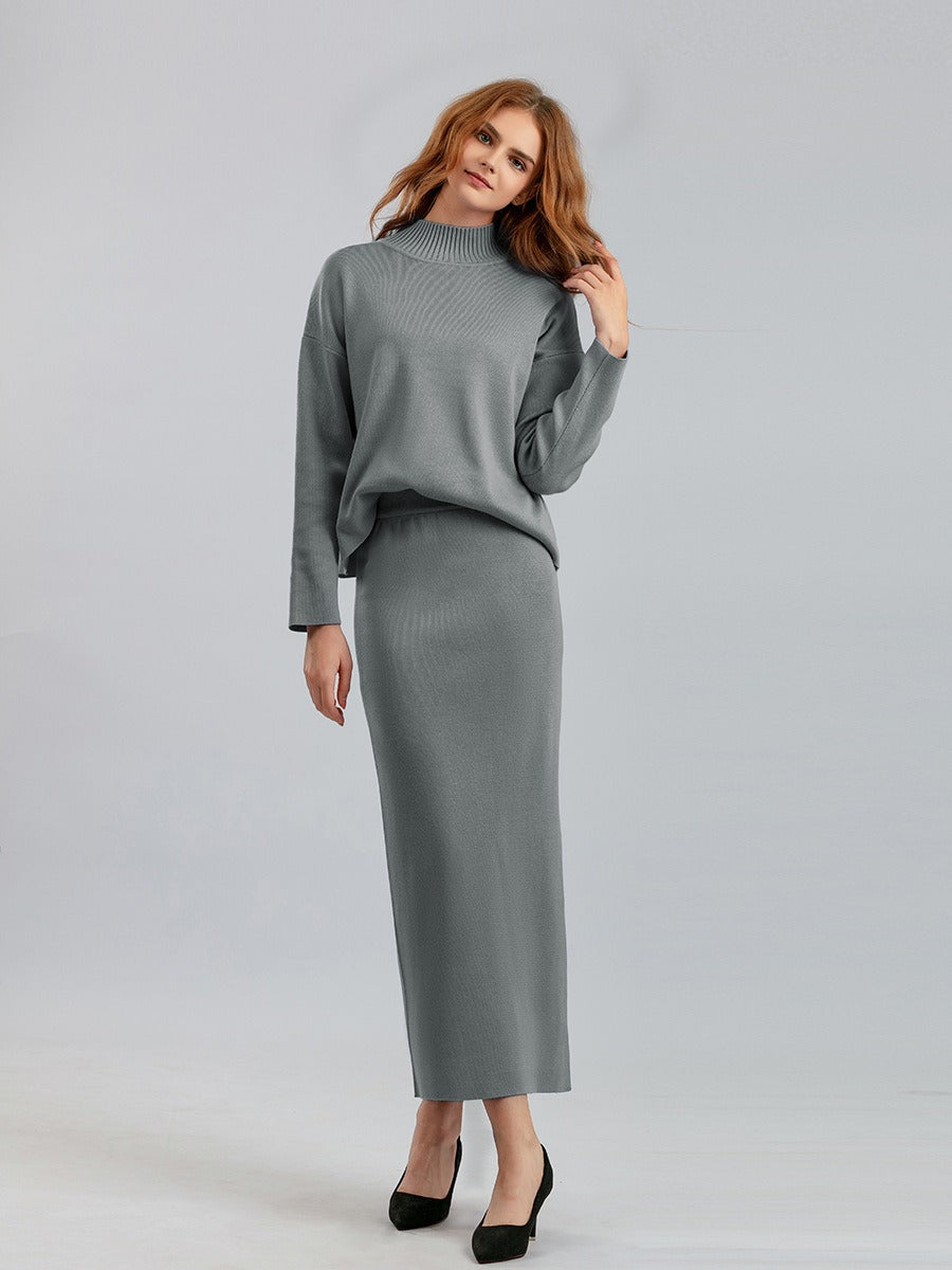 Winter Knit Turtleneck & Midi Skirt Set