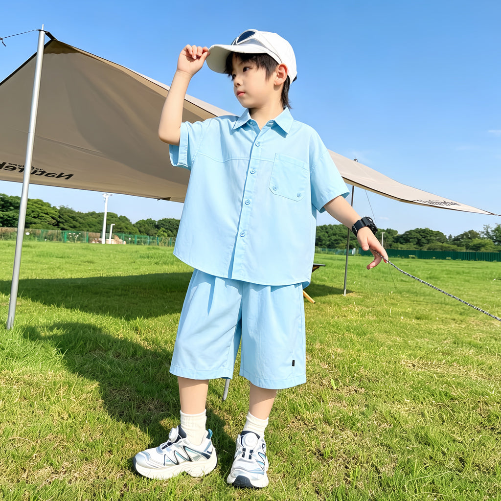 Boy's Shirt Set Short Sleeve Two-Piece
