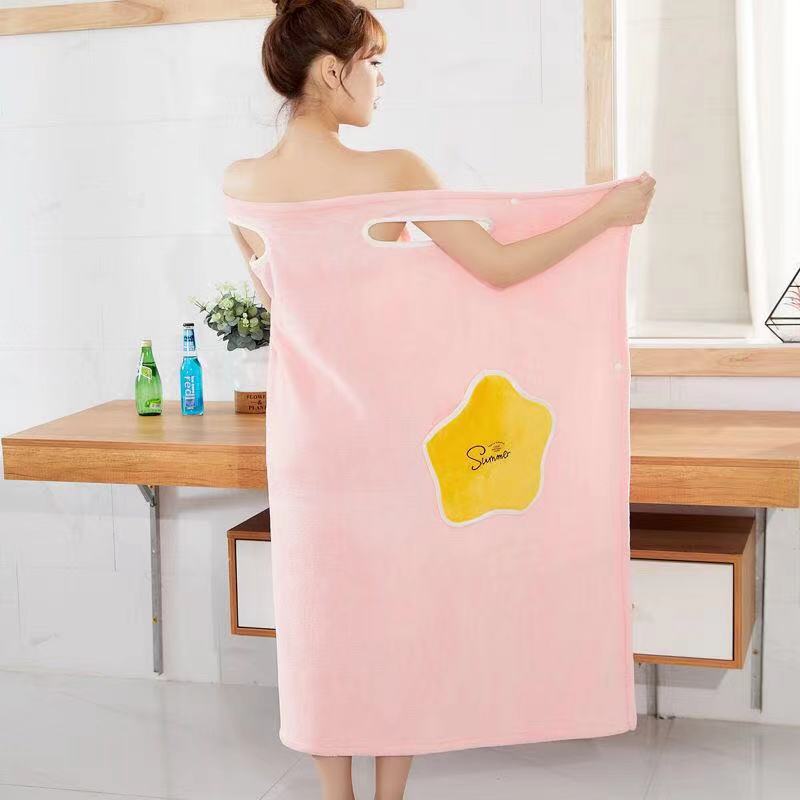 Wearable Coral Fleece Bath Towel