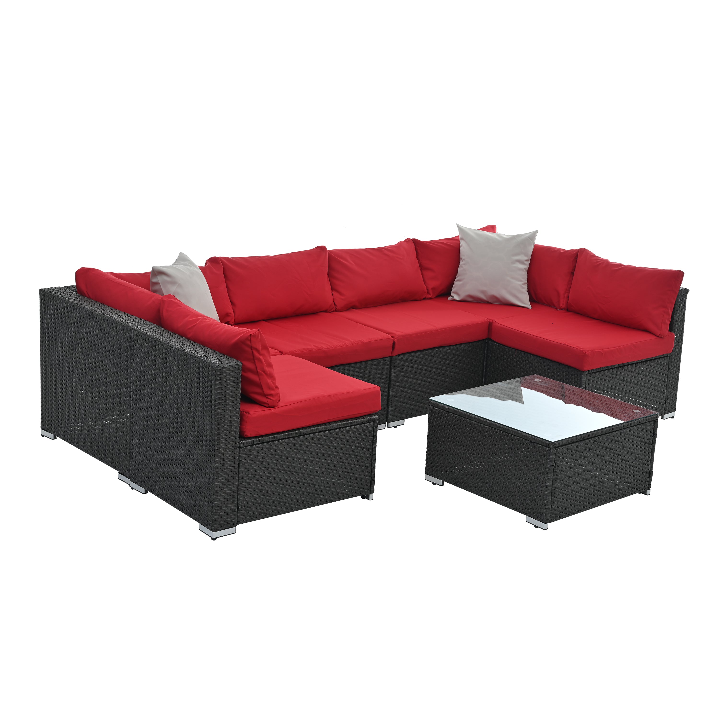 Dark Gray PE Rattan Patio Furniture Set