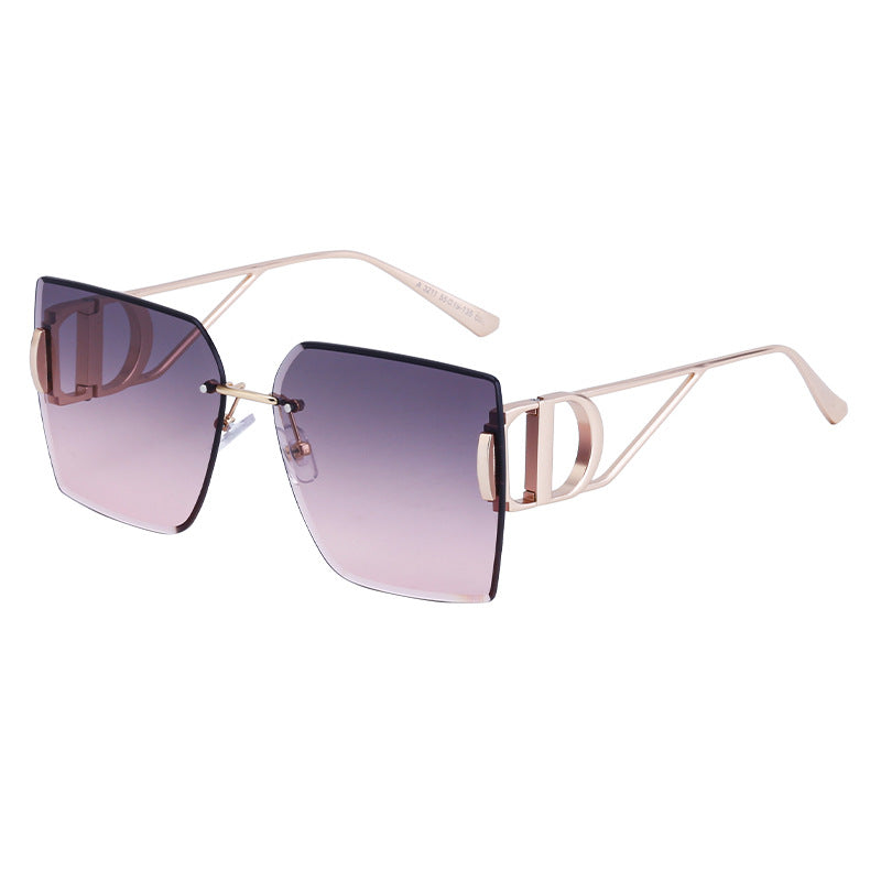 Oversized Rimless Diamond-Cut Sunglasses