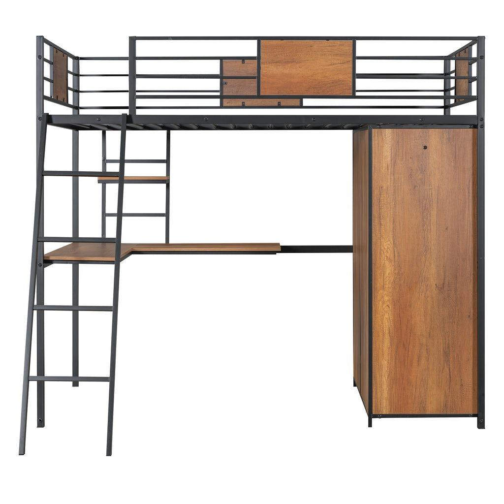 Twin Loft Bed with Desk & Wardrobe