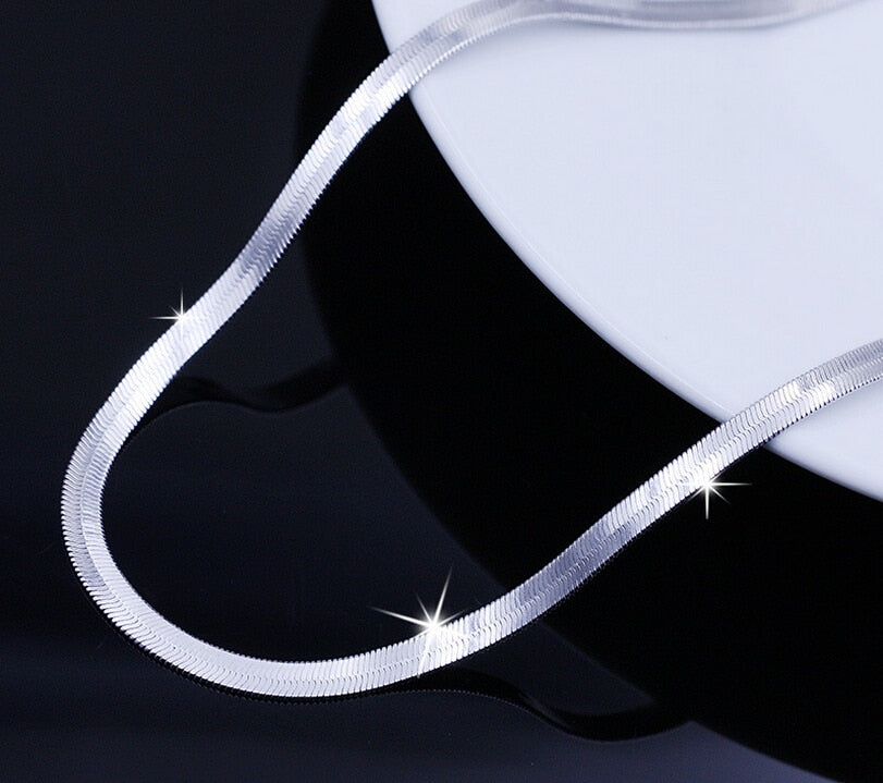 Silver Flat Snake-Chain Necklace - alternate view