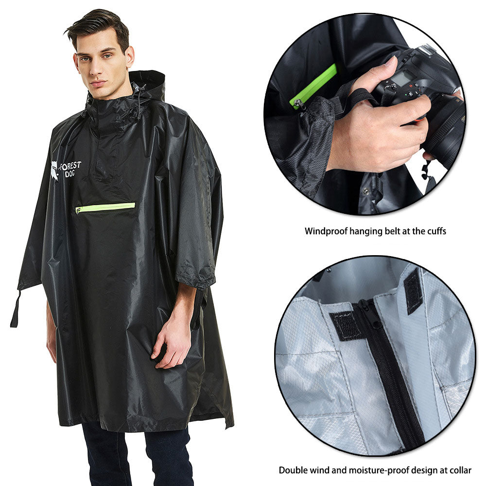 Lightweight Hooded Outdoor Rain Poncho - alternate view