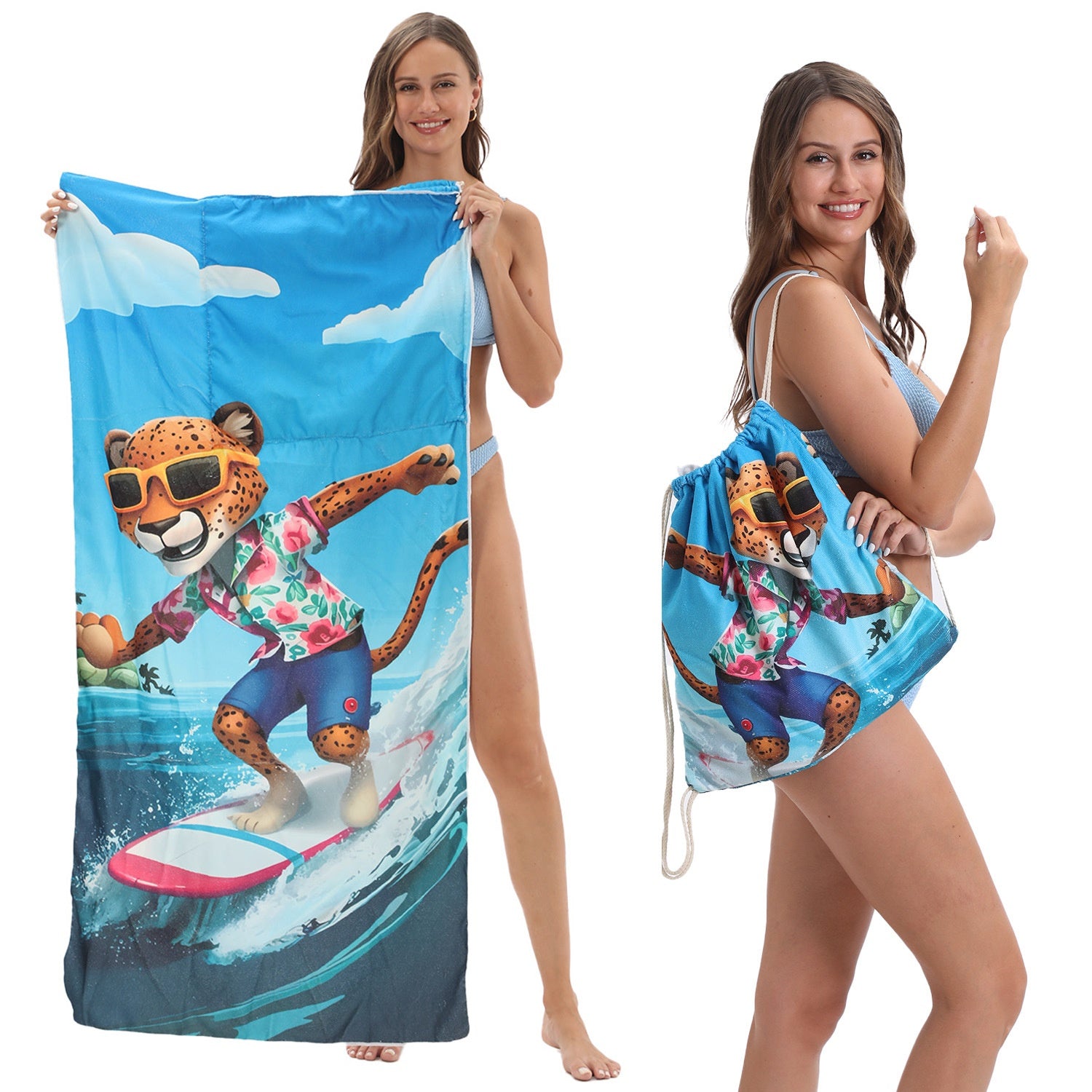 Foldable Two-in-One Beach & Bath Towel