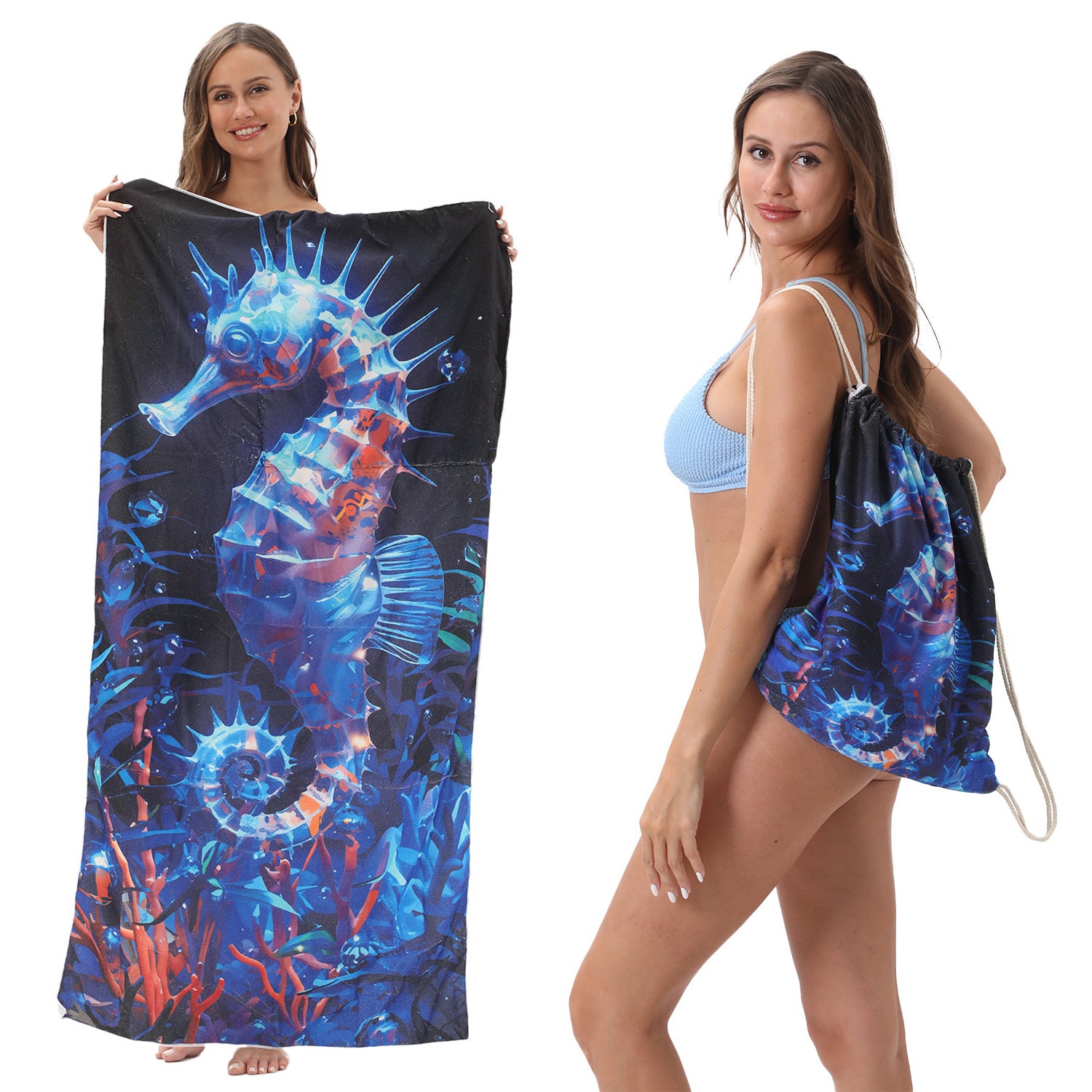 Foldable Two-in-One Beach & Bath Towel