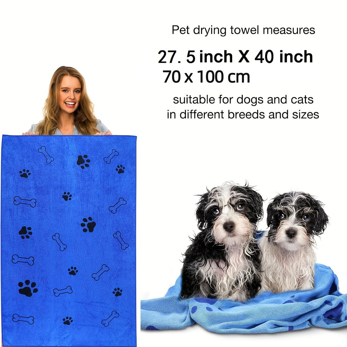 Quick-Dry Pet Bath Towel - detail view
