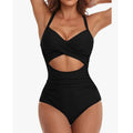 Cut-Out Cross Strap One-Piece Swimsuit