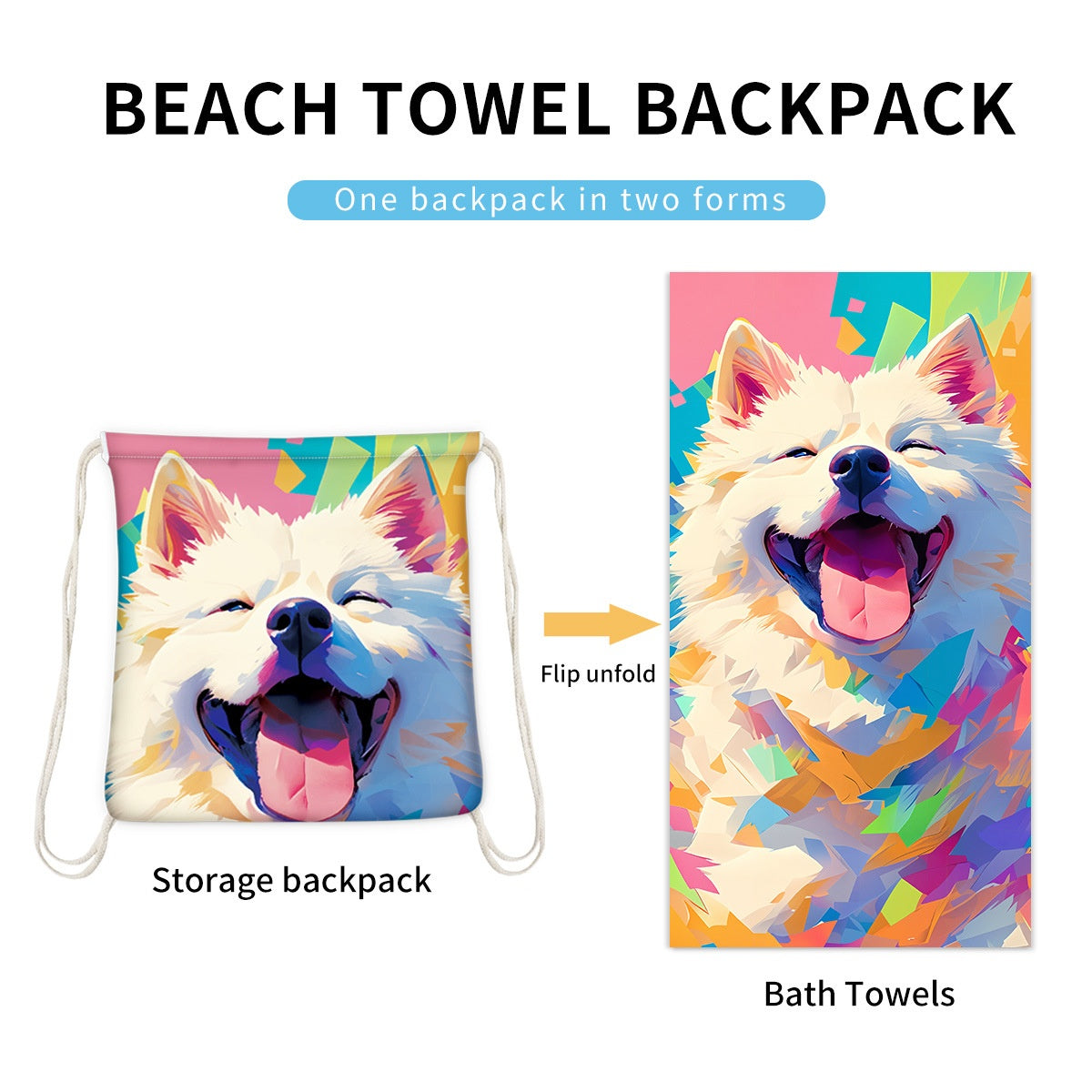 Foldable Two-in-One Beach & Bath Towel - detail view