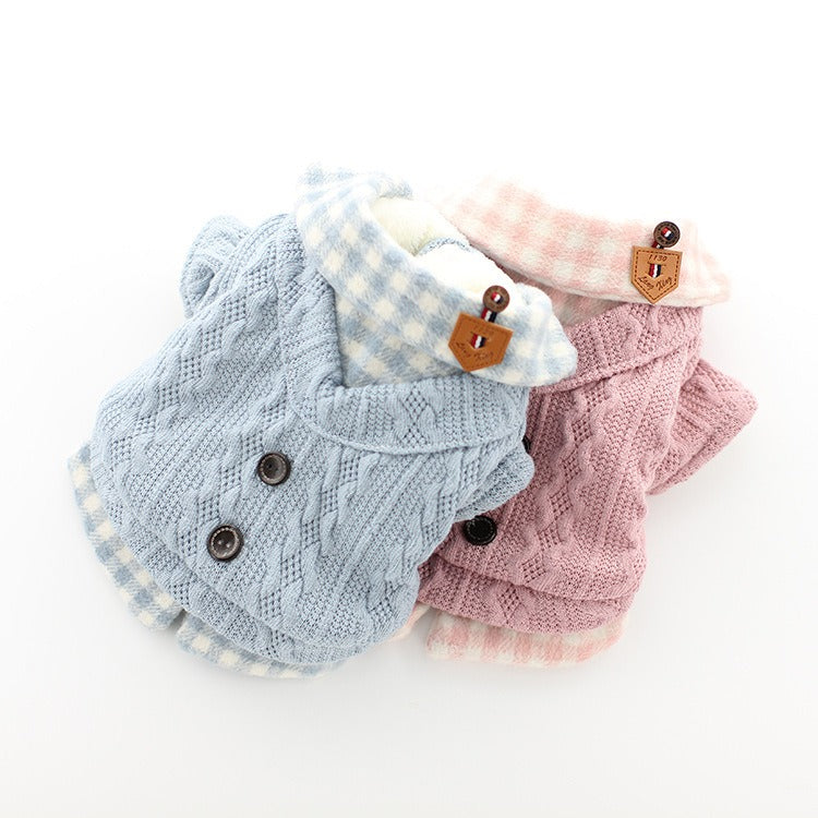 Winter Woolen Plaid Pet Sweater