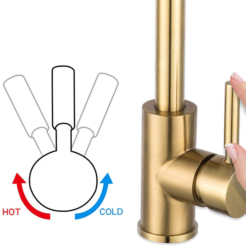 Stainless Steel Brushed Gold Kitchen Faucet — Hot & Cold Mixer for Kitchen & Basin