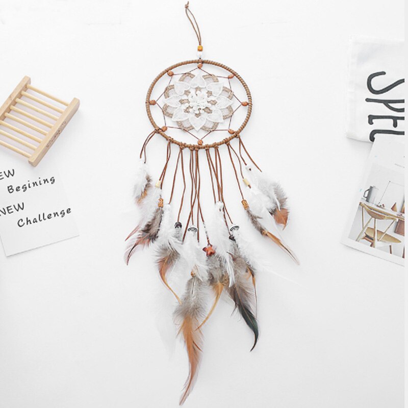 Handcrafted Feather Dream Catcher - detail view