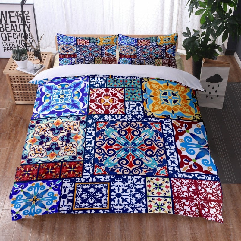 Bohemian Mandala Feather Duvet Cover Set - detail view