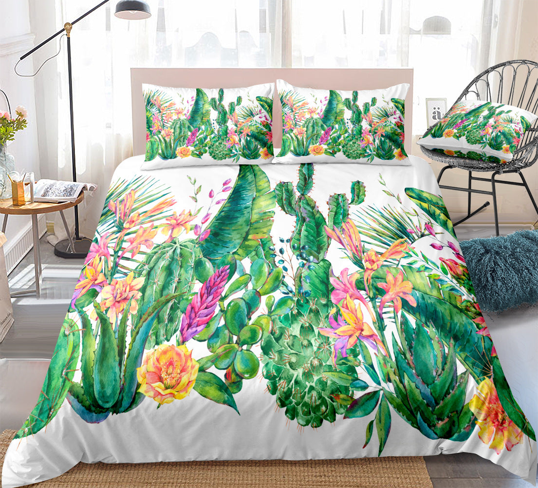 Cactus Succulent Print Bed Sheet Set