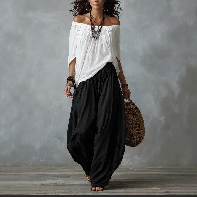 One-Shoulder Top & Wide-Leg Pants Set
