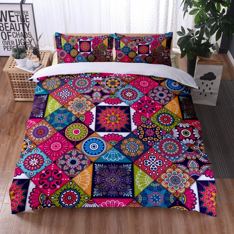 Bohemian Mandala Feather Duvet Cover Set