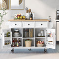 Rubber Wood Kitchen Trolley, White
