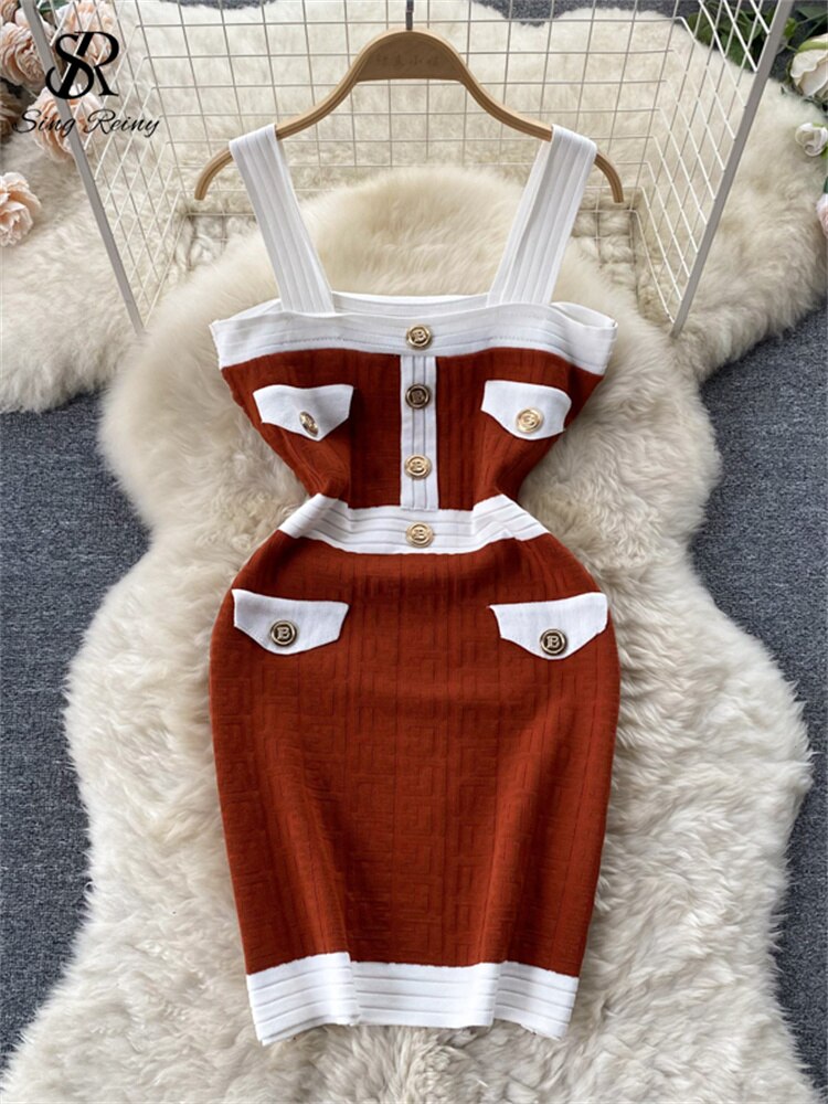 Button Cardigan & Cami Dress Knit Set