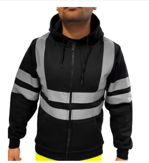 Men's Reflective Fleece-Lined Work Hoodie - detail view