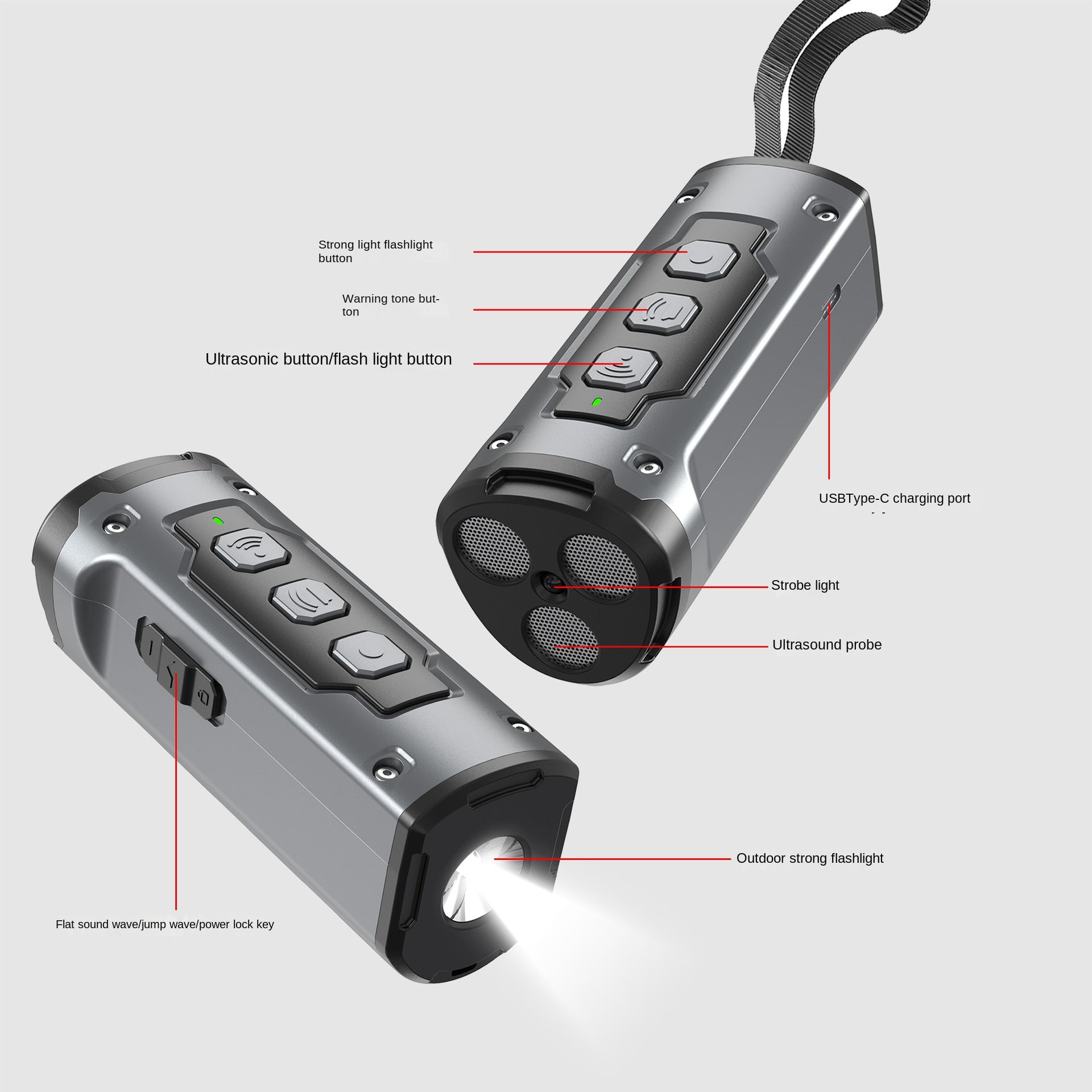 Ultrasonic Dog Repellent with Flashlight
