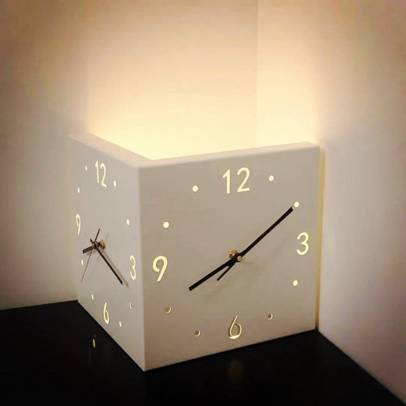 Nordic Dual-Glow Corner Clock | Silent LED Wall Clock | Modern Minimalist Home Decor