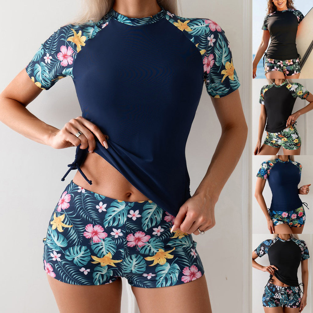 High-Waist Short-Sleeve Surfing Suit