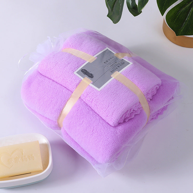 Coral Velvet Bath Towel Set