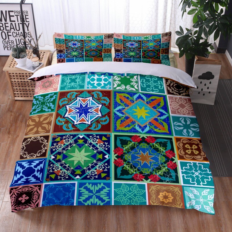 Bohemian Mandala Feather Duvet Cover Set