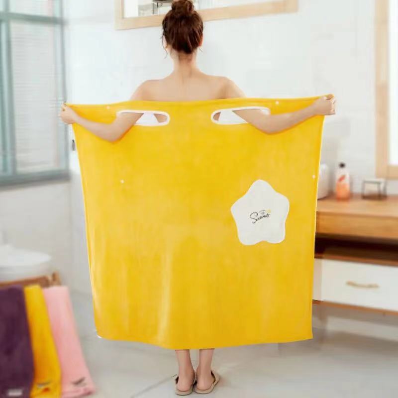 Wearable Coral Fleece Bath Towel - detail view