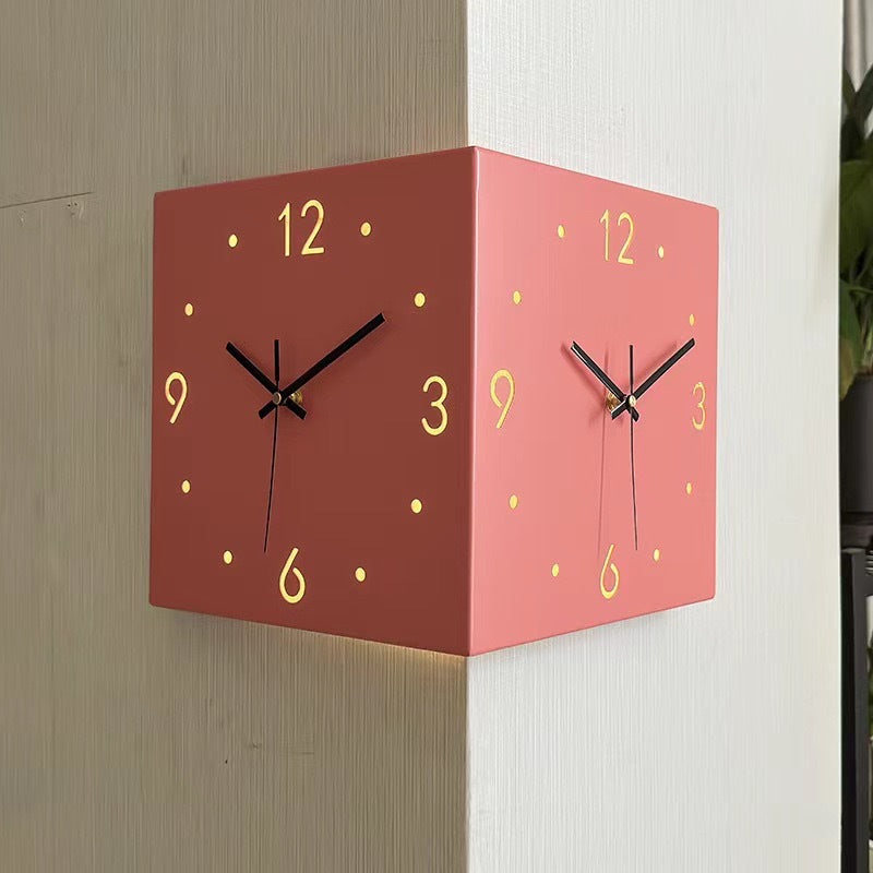 Nordic Dual-Glow Corner Clock | Silent LED Wall Clock | Modern Minimalist Home Decor