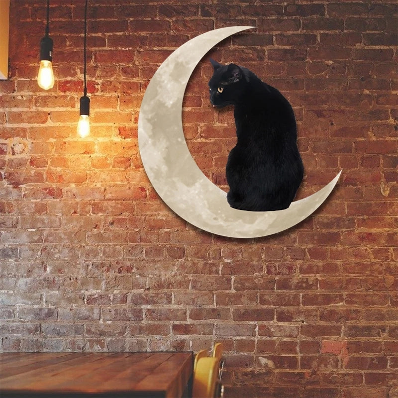 Metal Moon Cat Wall Art