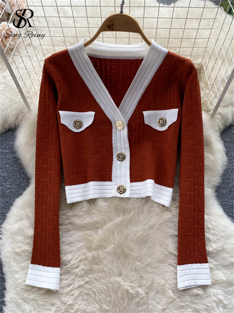 Button Cardigan & Cami Dress Knit Set